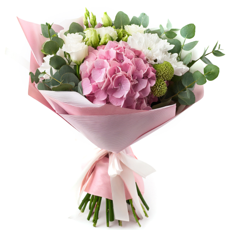 Pink Hydrangea and Freesia Bouquet